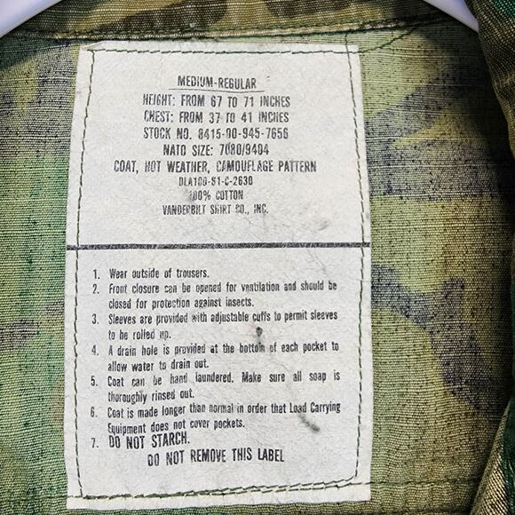 Vintage USMC Camo Jungle Fatigue Military Jacket Size M Ripstop Vietnam 70s - Picture 9 of 9